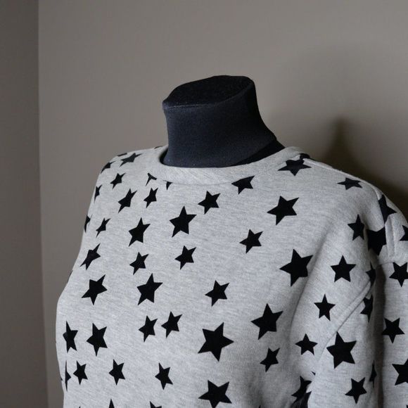 Maje Tiana Star Print Grey Crew Neck Sweater Sz S - Picture 4 of 7